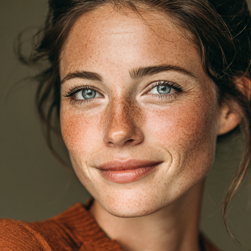 Smiling woman with healthy eyes looking confidently at camera, representing natural eye health and wellness